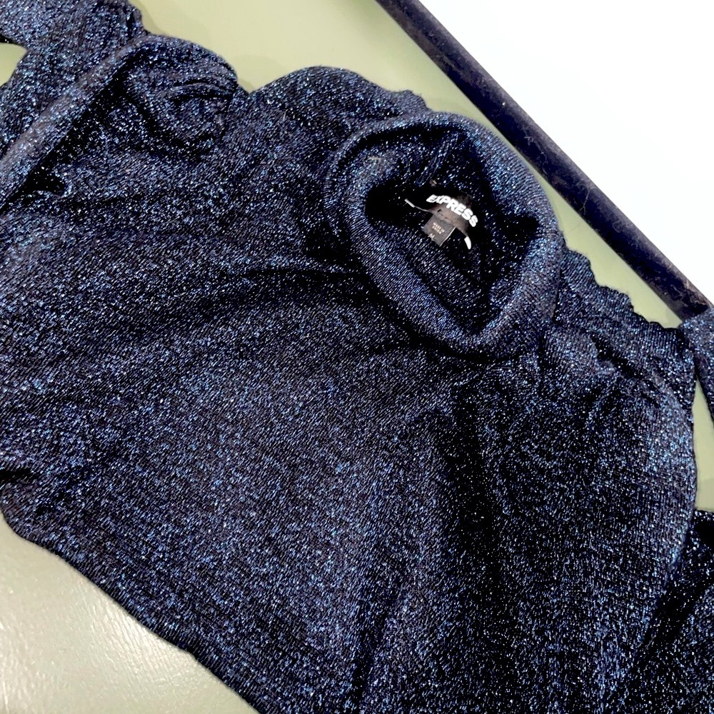 EXPRESS Black/Blue Sparkly Turtleneck Sweater